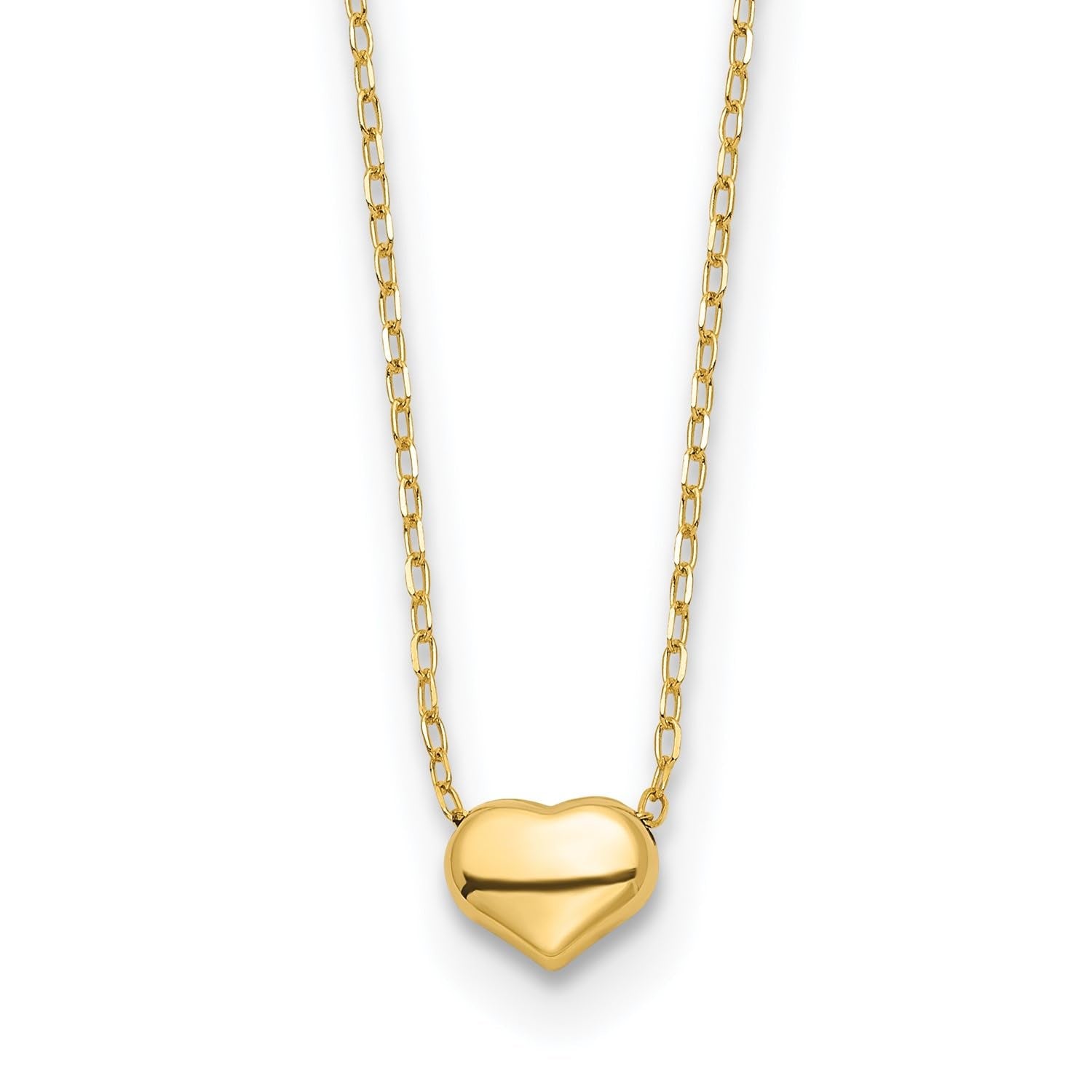 14k Yellow Gold Dainty Heart Pendant Chain Necklace, 16.5 inches