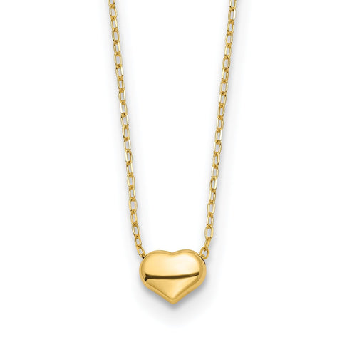 14k Yellow Gold Dainty Heart Pendant Chain Necklace, 16.5 inches