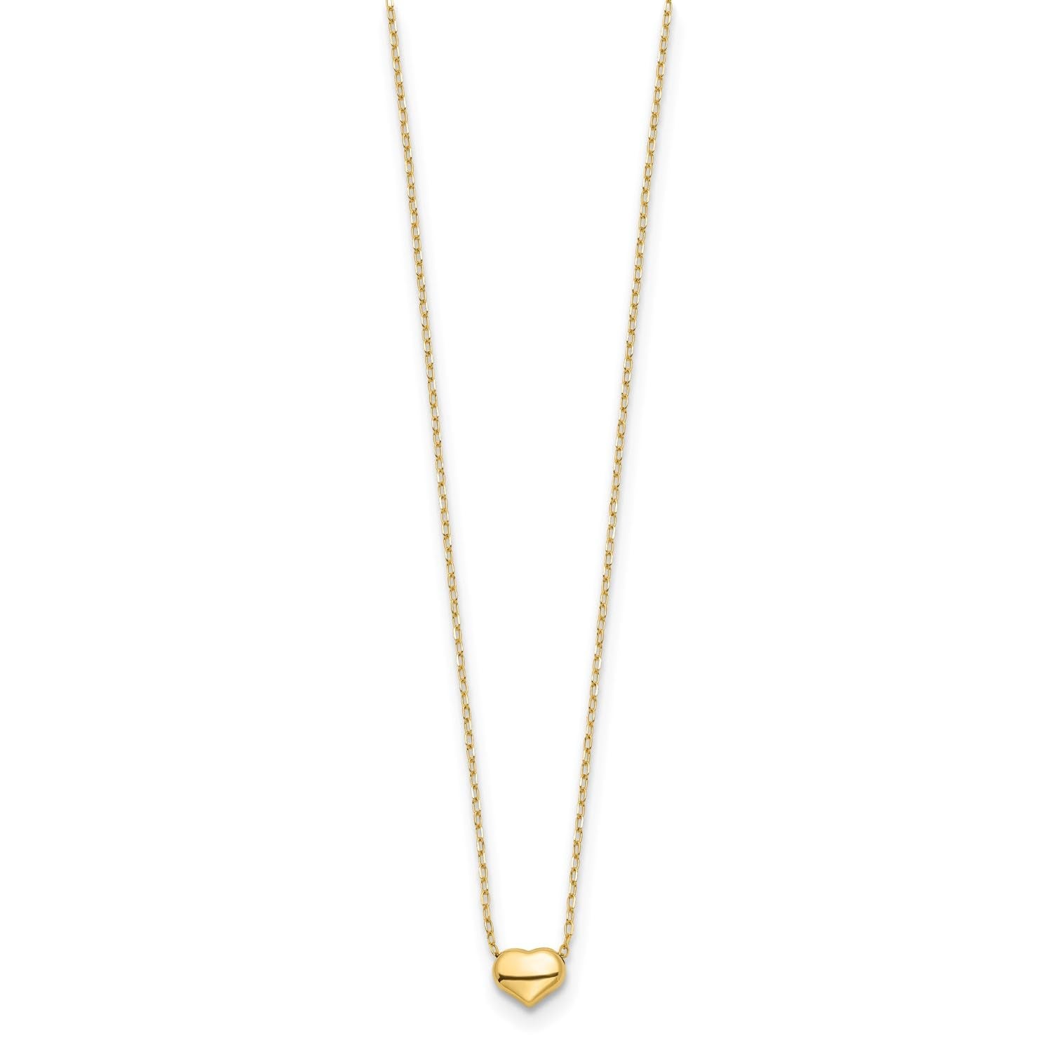 14k Yellow Gold Dainty Heart Pendant Chain Necklace, 16.5 inches