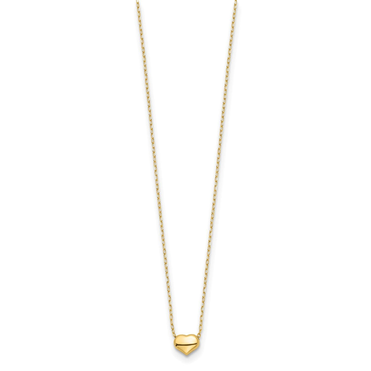14k Yellow Gold Dainty Heart Pendant Chain Necklace, 16.5 inches