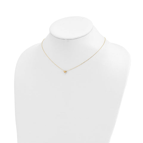 14k Yellow Gold Dainty Heart Pendant Chain Necklace, 16.5 inches