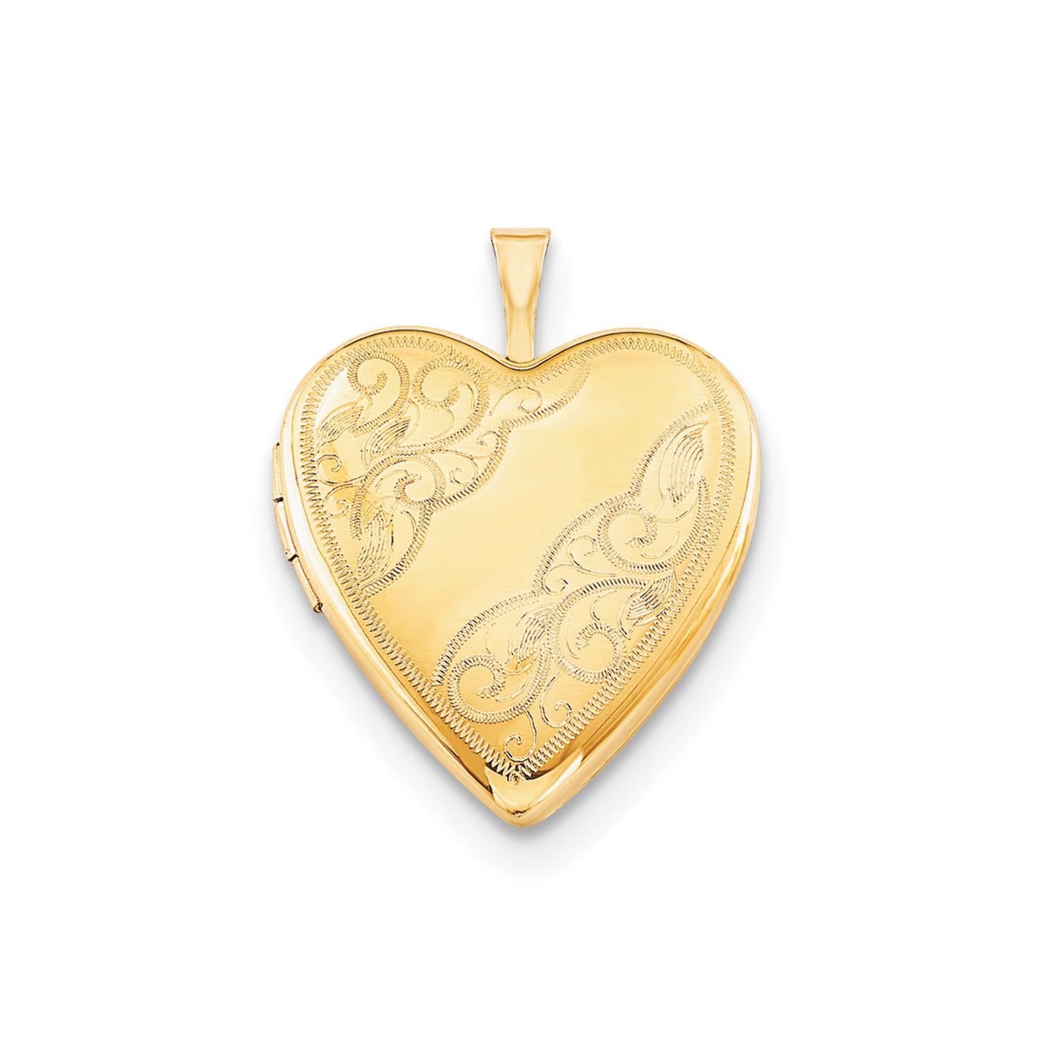 14k Yellow Gold Filled Engraved Heart Locket Chain Necklace, 18 Inch