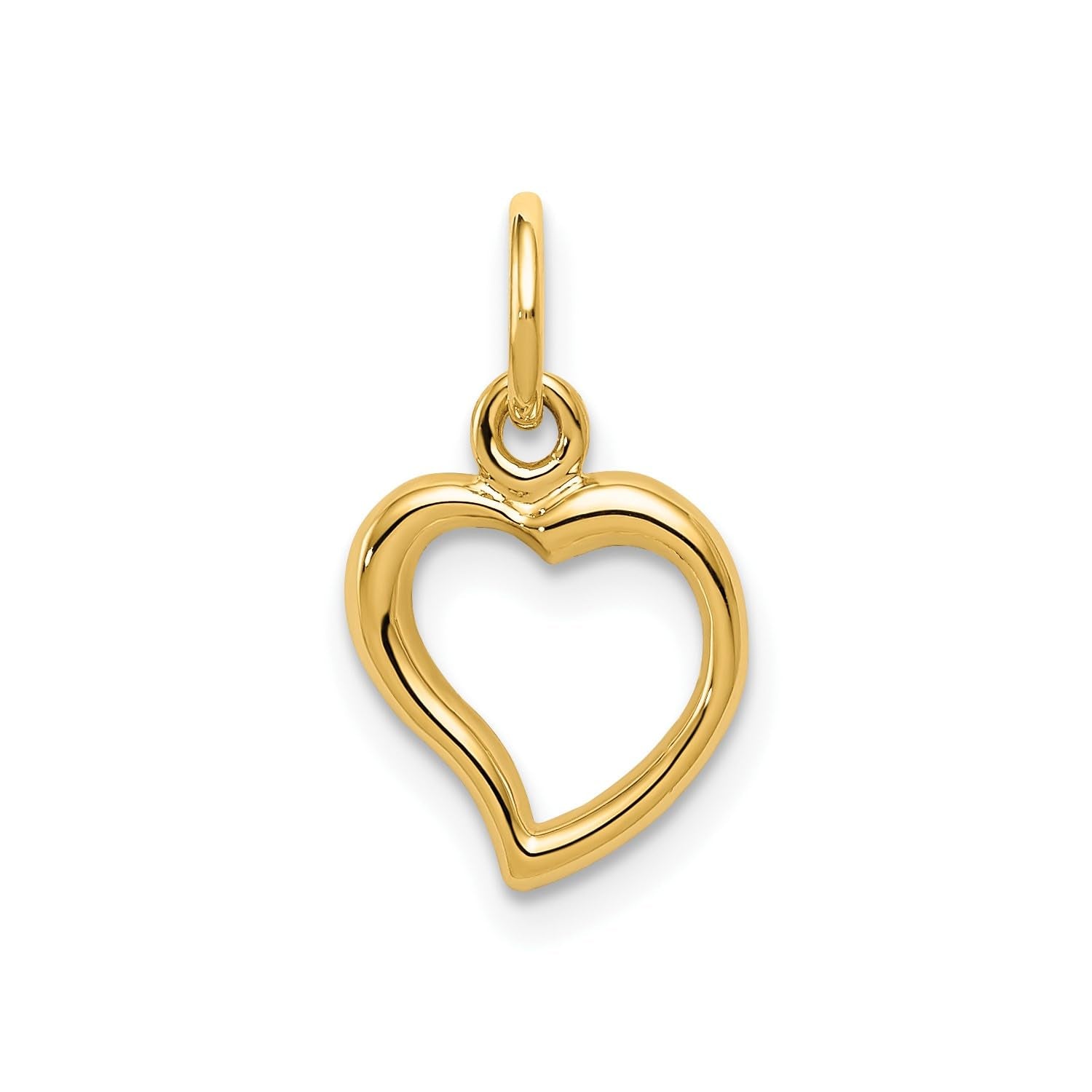 Jewelry Affairs 14K Yellow Gold Heart Pendant Charm, High Polished, 16x9mm - JewelryAffairs