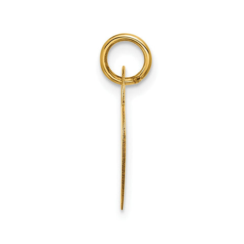 14K Yellow Gold Heart Pendant, Polished Disc Charm, 21x15mm