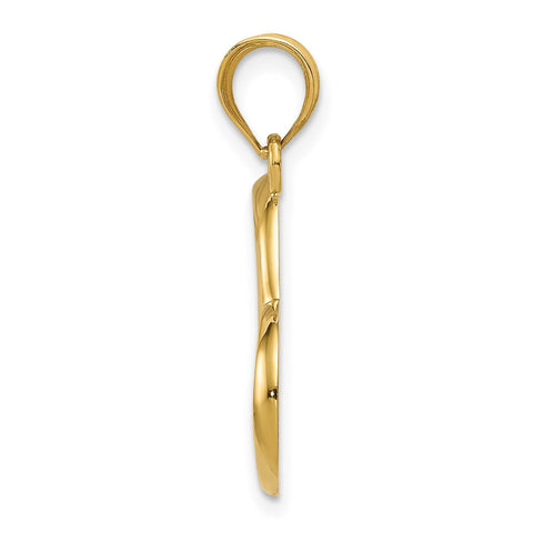 14K Yellow Gold Open Heart Pendant, Dangle Style, 25x19mm
