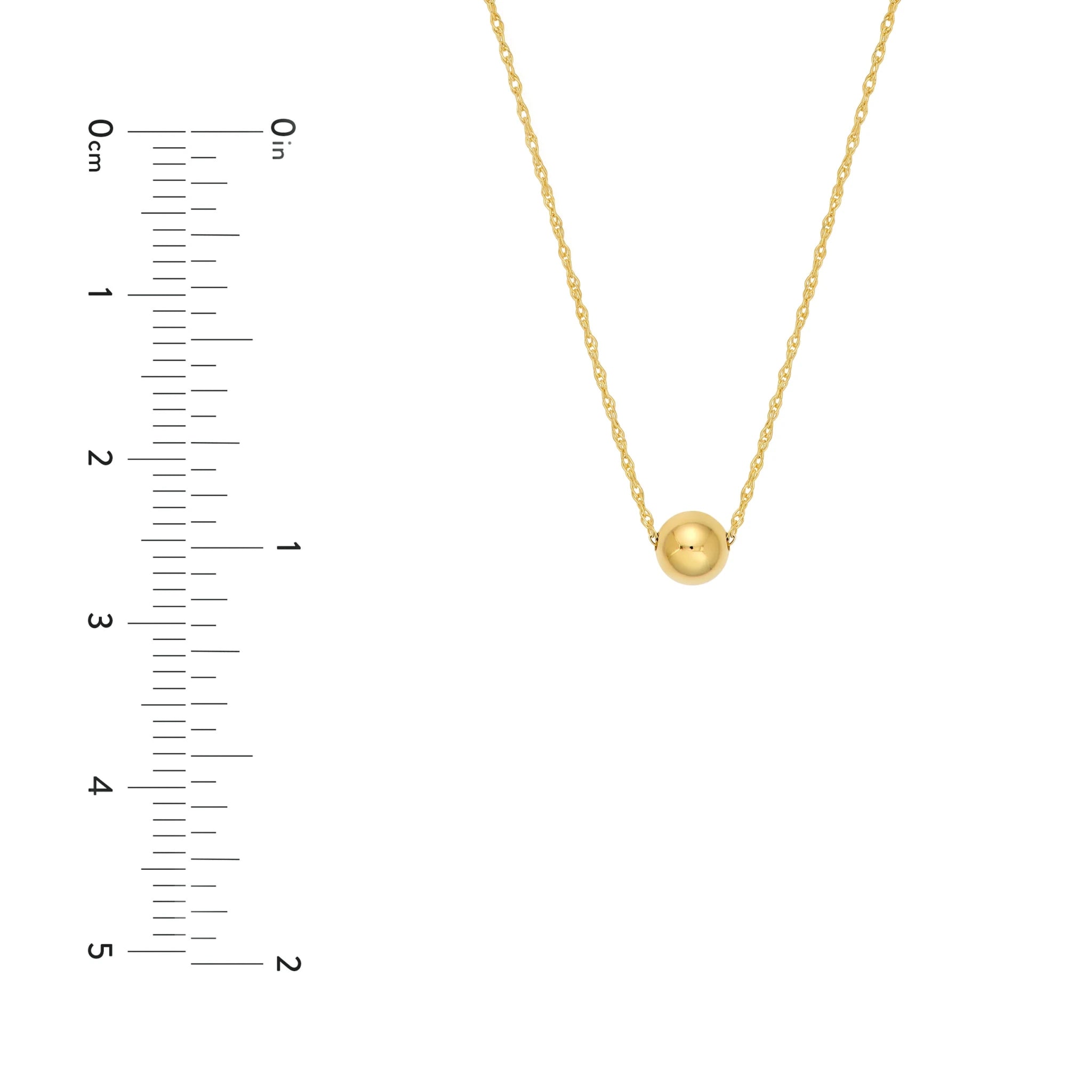 14k Yellow Gold Polished Puffy Ball Bead Slider Pendant Necklace