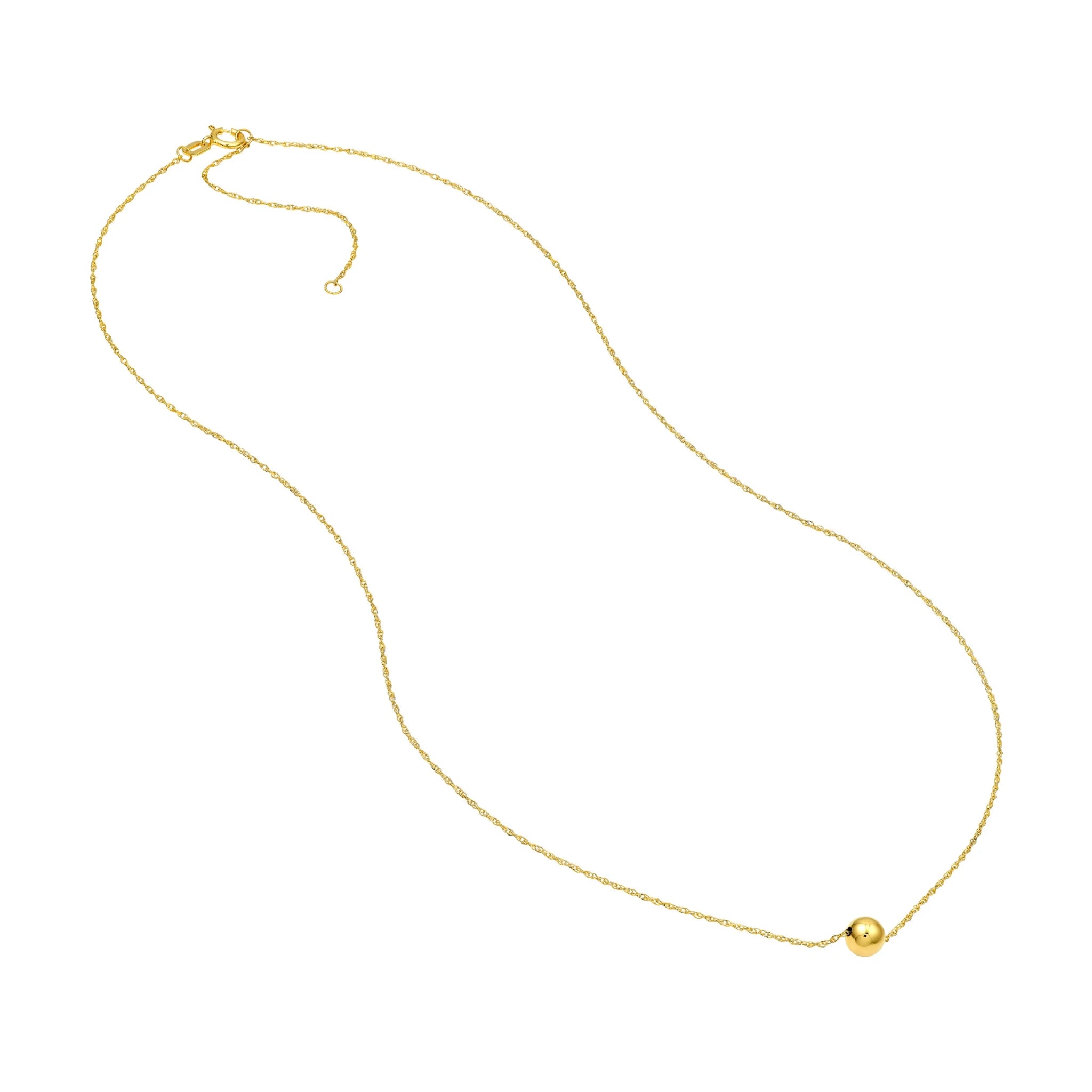 14k Yellow Gold Polished Puffy Ball Bead Slider Pendant Necklace