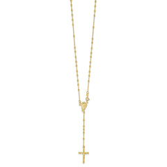 Sterling Silver Gold Plated Religious Rosary Cross Necklace, 18 inch