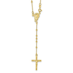 Sterling Silver Gold Plated Religious Rosary Cross Necklace, 18 inch
