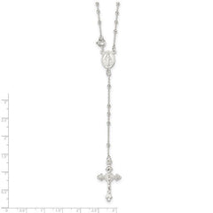 Sterling Silver Religious Rosary Necklace, 18 inch, Beaded Chain with Cross