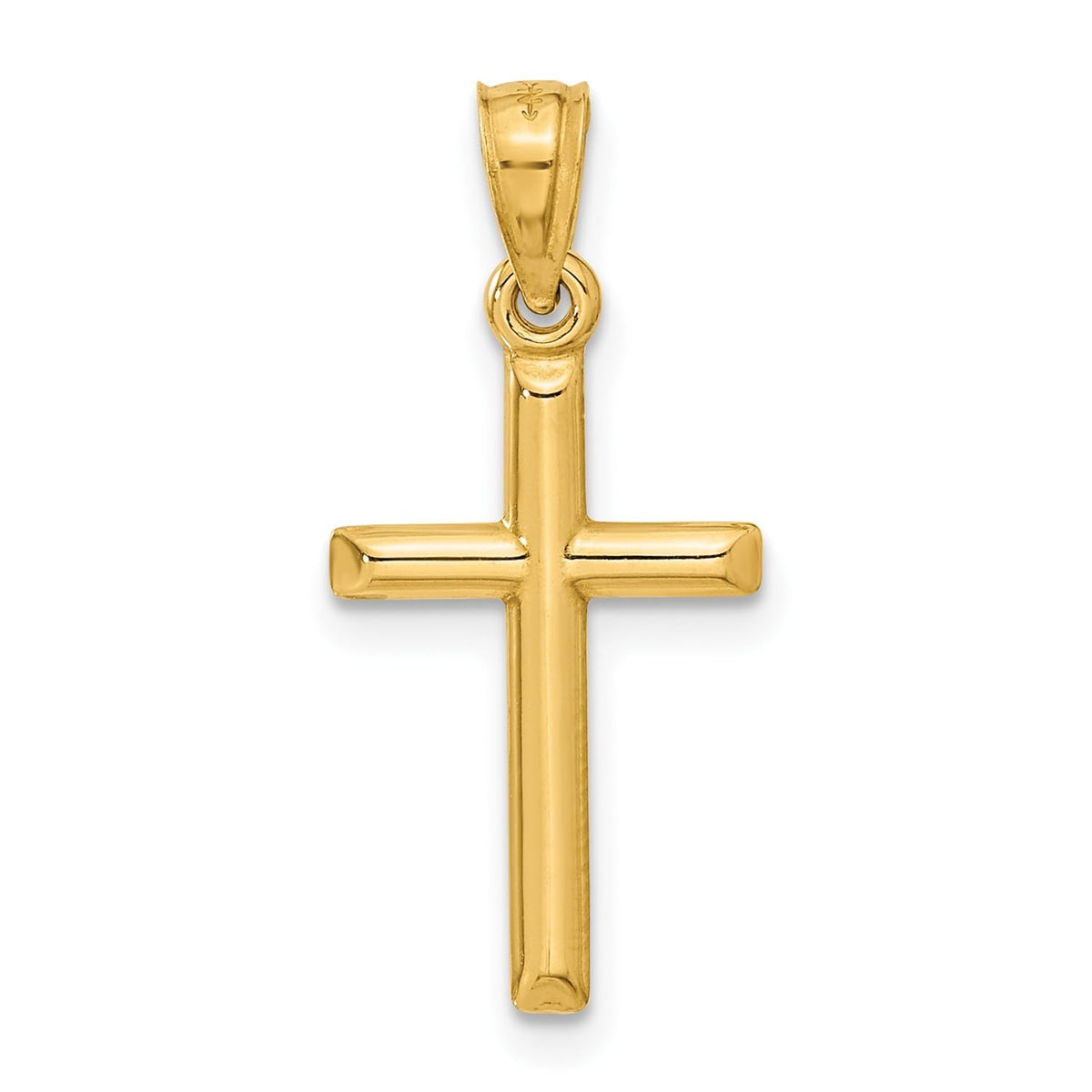 Yellow Gold Cross Pendant Charm, High Polished Finish, 25x12mm (Yellow Gold)
