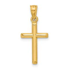 Yellow Gold Cross Pendant Charm, High Polished Finish, 25x12mm (Yellow Gold)