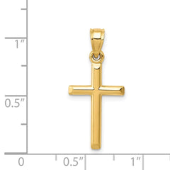 Yellow Gold Cross Pendant Charm, High Polished Finish, 25x12mm (Yellow Gold)