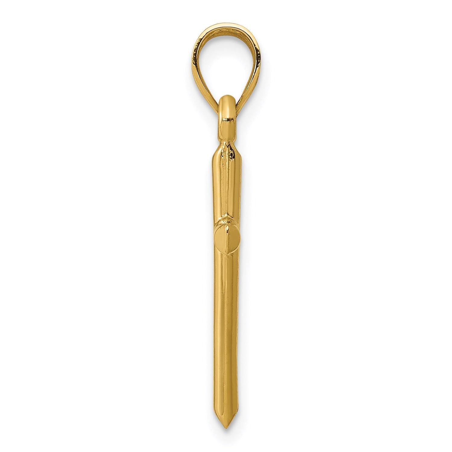 Yellow Gold Cross Pendant Charm, High Polished Finish, 25x12mm (Yellow Gold)