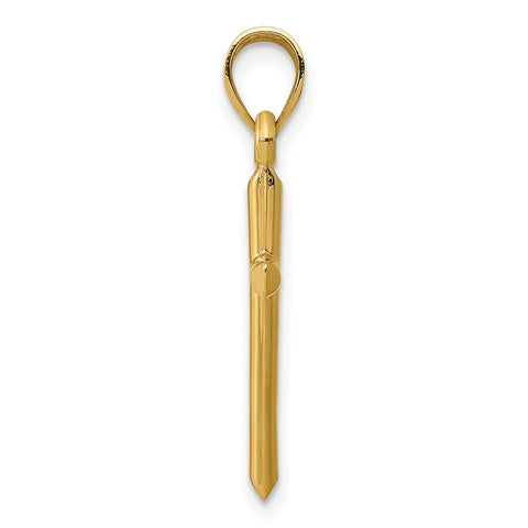 Yellow Gold Cross Pendant Charm, High Polished Finish, 25x12mm (Yellow Gold)