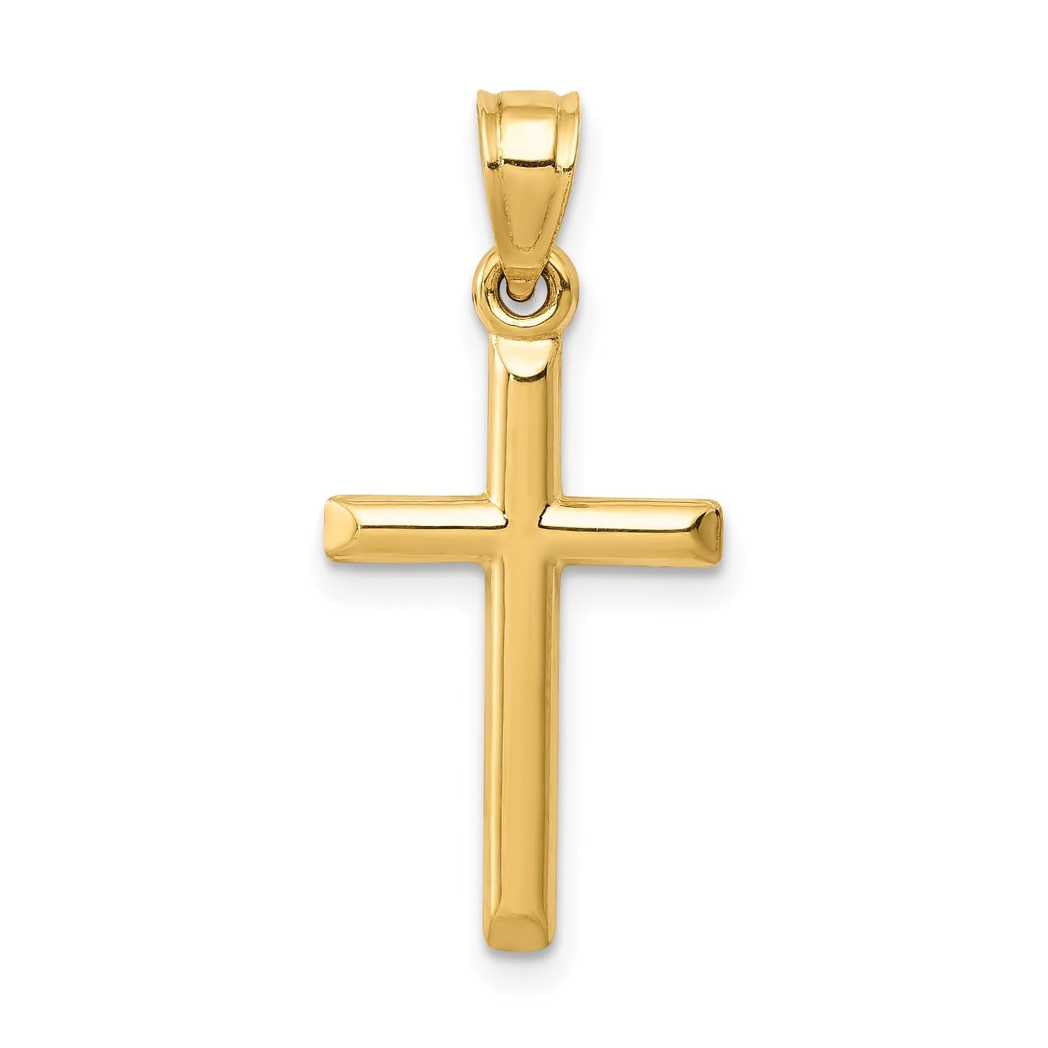 Yellow Gold Cross Pendant Charm, High Polished Finish, 25x12mm (Yellow Gold)