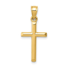 Yellow Gold Cross Pendant Charm, High Polished Finish, 25x12mm (Yellow Gold)
