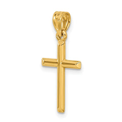 Yellow Gold Cross Pendant Charm, High Polished Finish, 25x12mm (Yellow Gold)