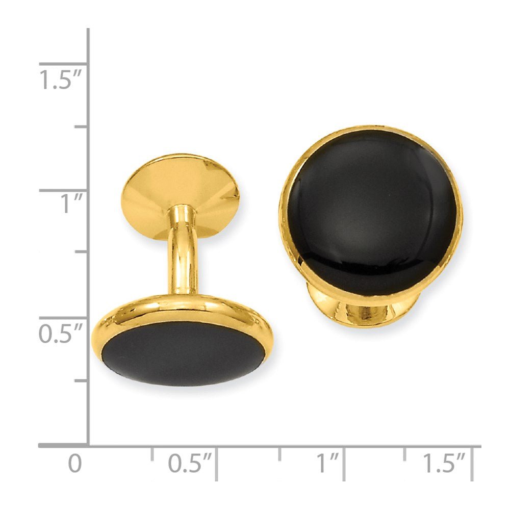 Kelly Waters Gold - plated Black Epoxy Round Cuff Links - JewelryAffairs
