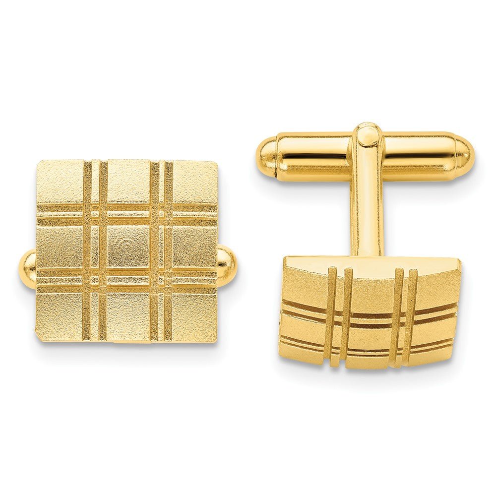 Kelly Waters Gold - plated Double Lines Patterned Square Cuff Links - JewelryAffairs