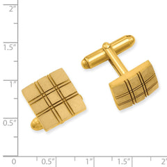 Kelly Waters Gold - plated Double Lines Patterned Square Cuff Links - JewelryAffairs
