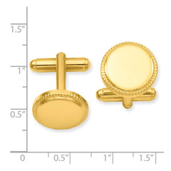 Kelly Waters Gold - plated Polished Beaded Round Engravable Cuff Links - JewelryAffairs
