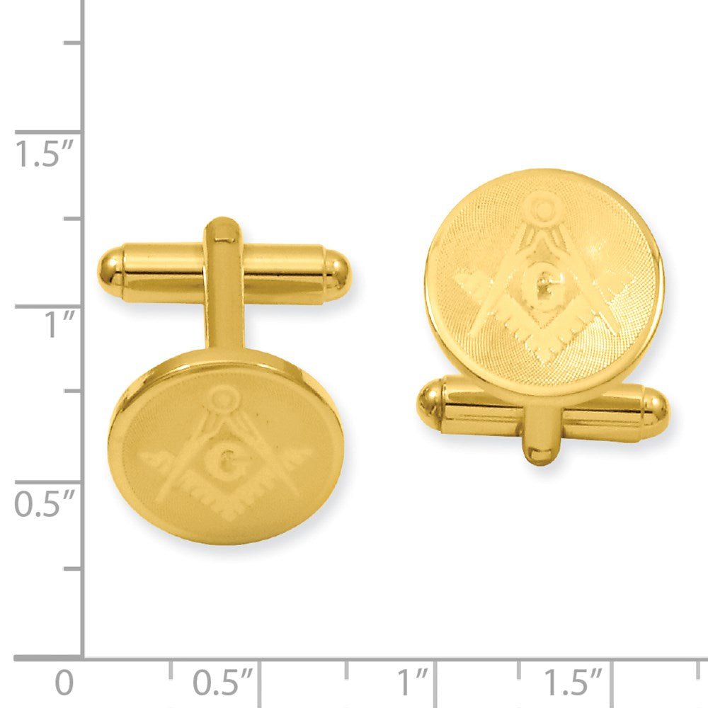 Kelly Waters Gold - plated Round Masonic Cuff Links - JewelryAffairs