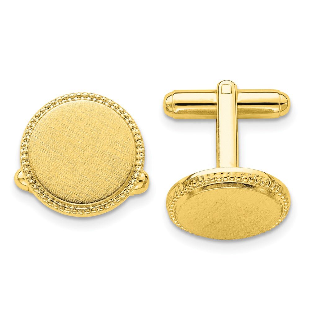 Kelly Waters Gold - plated Satin Florentine Round Beaded Cuff Links - JewelryAffairs