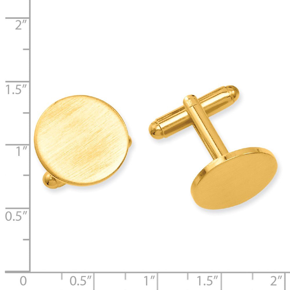 Kelly Waters Gold - plated Satin Round Engravable Cuff Links - JewelryAffairs