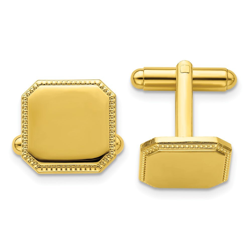 Kelly Waters Gold - plated Square Beaded Engravable Cuff Links - JewelryAffairs