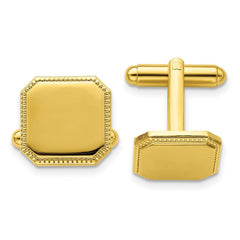 Kelly Waters Gold - plated Square Beaded Engravable Cuff Links - JewelryAffairs