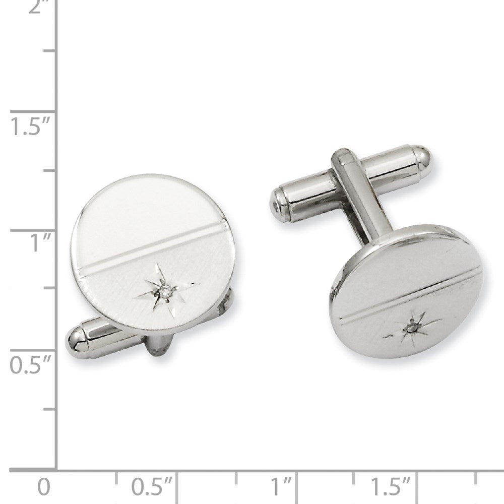 Kelly Waters Rhodium - plated .01 Ct. Diamond Polished and Satin Cuff Links - JewelryAffairs