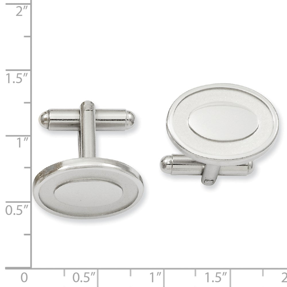Kelly Waters Rhodium - plated Oval with Engravable Area Cuff Links - JewelryAffairs