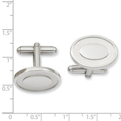 Kelly Waters Rhodium - plated Oval with Engravable Area Cuff Links - JewelryAffairs