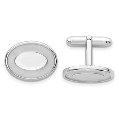 Kelly Waters Rhodium - plated Oval with Engravable Area Cuff Links - JewelryAffairs