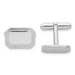 Kelly Waters Rhodium - plated Polished Rectangle Engravable Cuff Links - JewelryAffairs