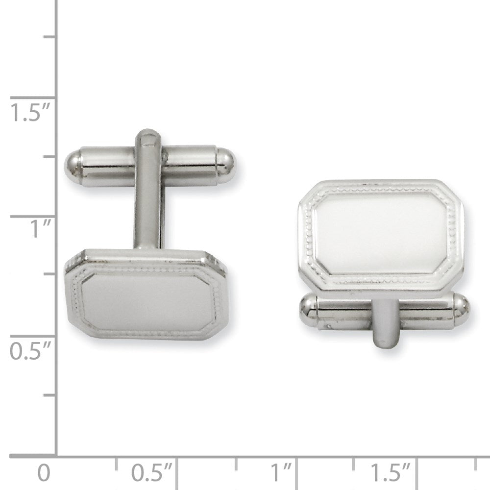 Kelly Waters Rhodium - plated Polished Rectangle Engravable Cuff Links - JewelryAffairs