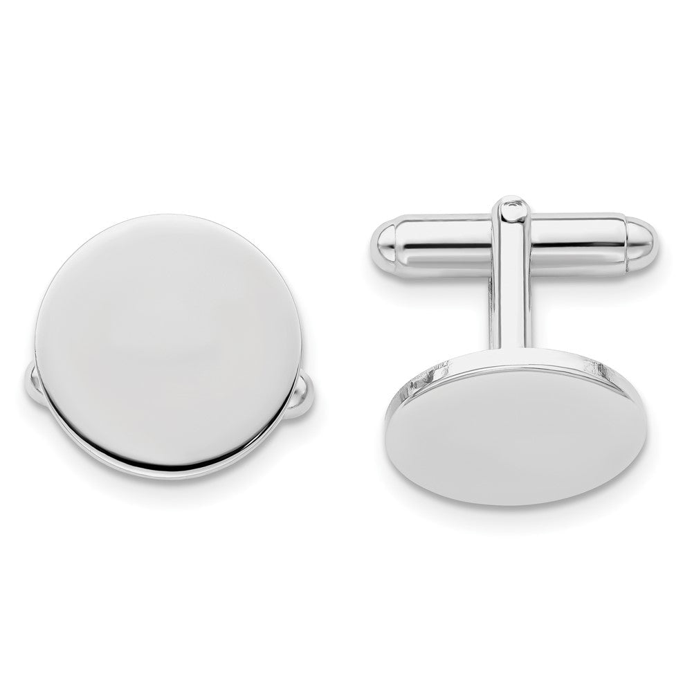 Kelly Waters Rhodium - plated Polished Round Engravable Cuff Links - JewelryAffairs