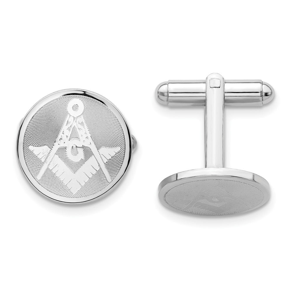 Kelly Waters Rhodium - plated Round Masonic Cuff Links - JewelryAffairs