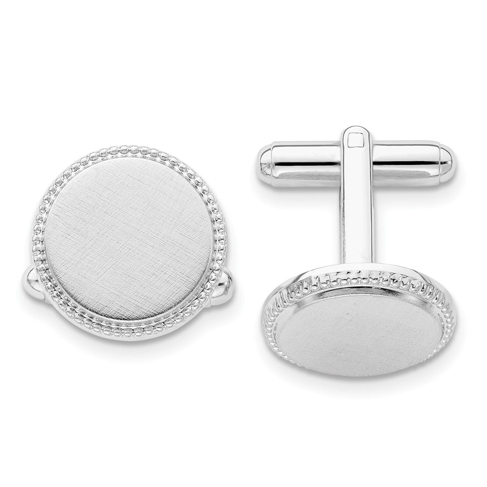 Kelly Waters Rhodium - plated Satin Florentine Round Beaded Cuff Links - JewelryAffairs