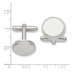 Kelly Waters Rhodium - plated Satin Florentine Round Beaded Cuff Links - JewelryAffairs
