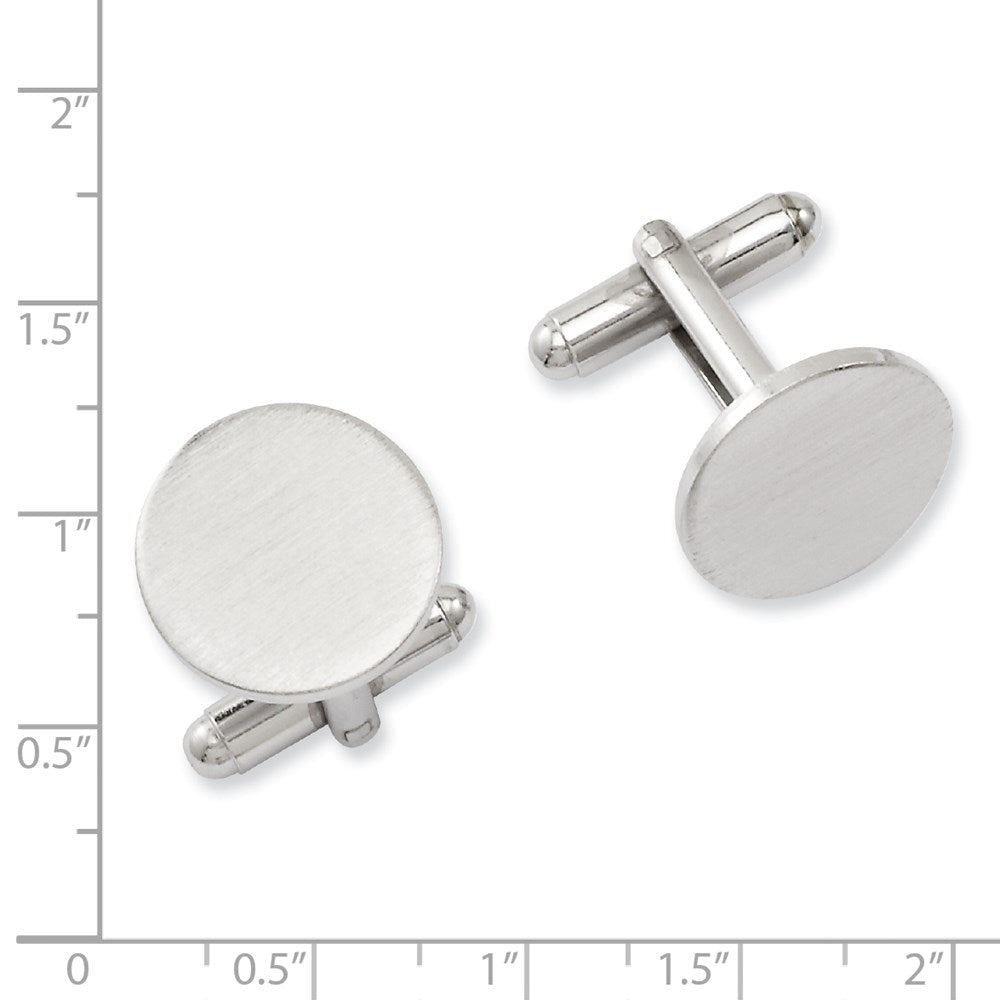 Kelly Waters Rhodium - plated Satin Round Engravable Cuff Links - JewelryAffairs