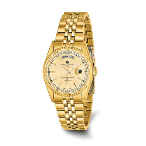 Mens Charles Hubert IP-plated Champagne Dial Watch