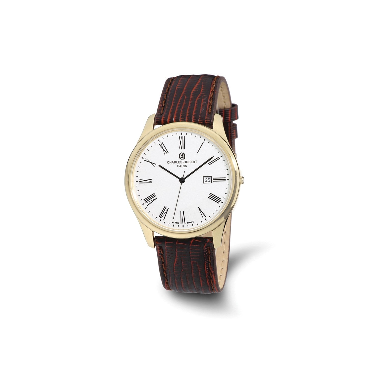 Mens Charles Hubert IP-plated Stainless Leather Band 43mm Watch