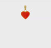 14K Yellow Gold Red Enamel Heart Pendant, 13x9mm