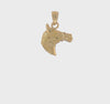 14K Yellow Gold Horse Head Pendant, 17x13mm