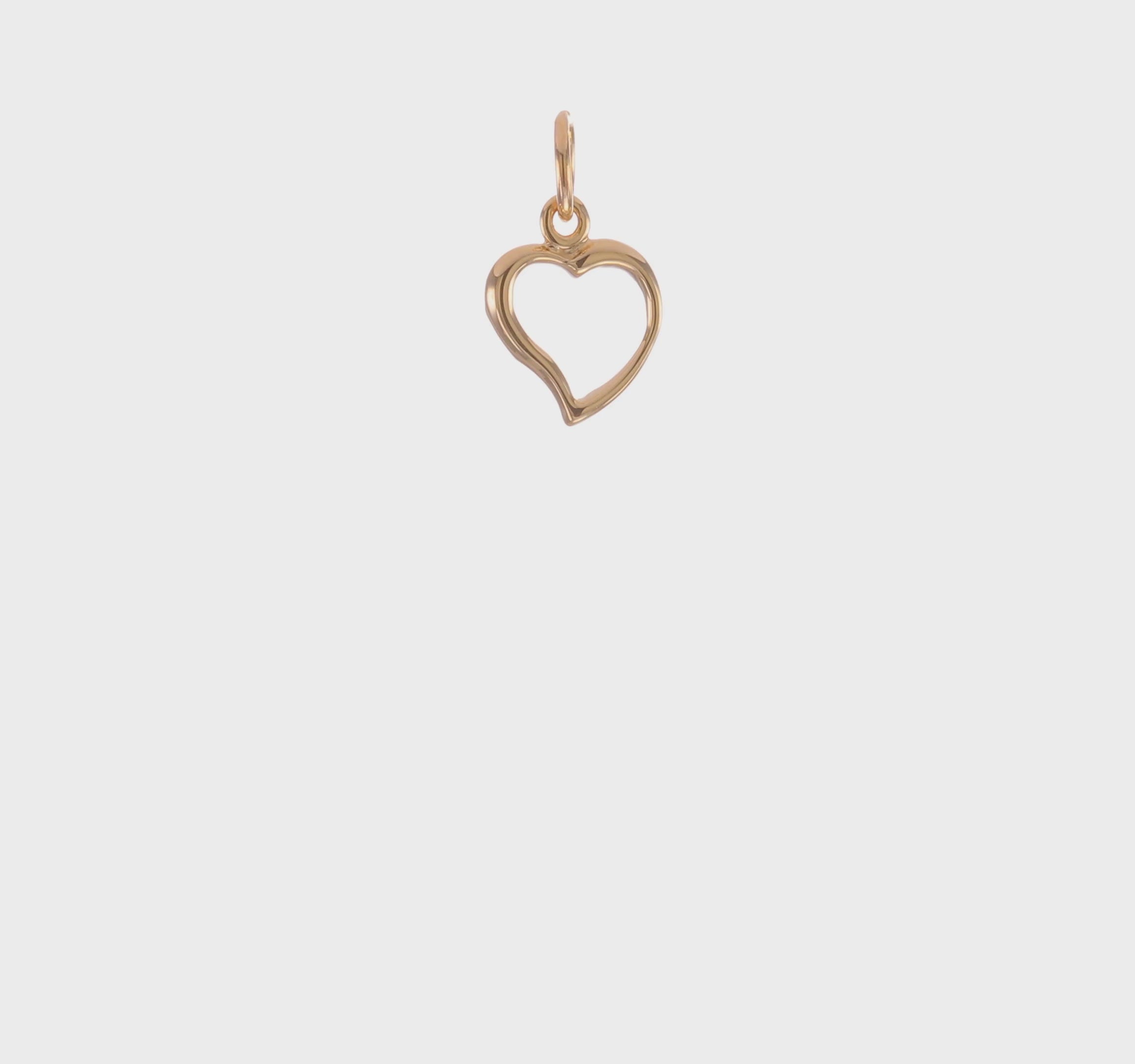 14K Yellow Gold Heart Pendant Charm, High Polished, 16x9mm