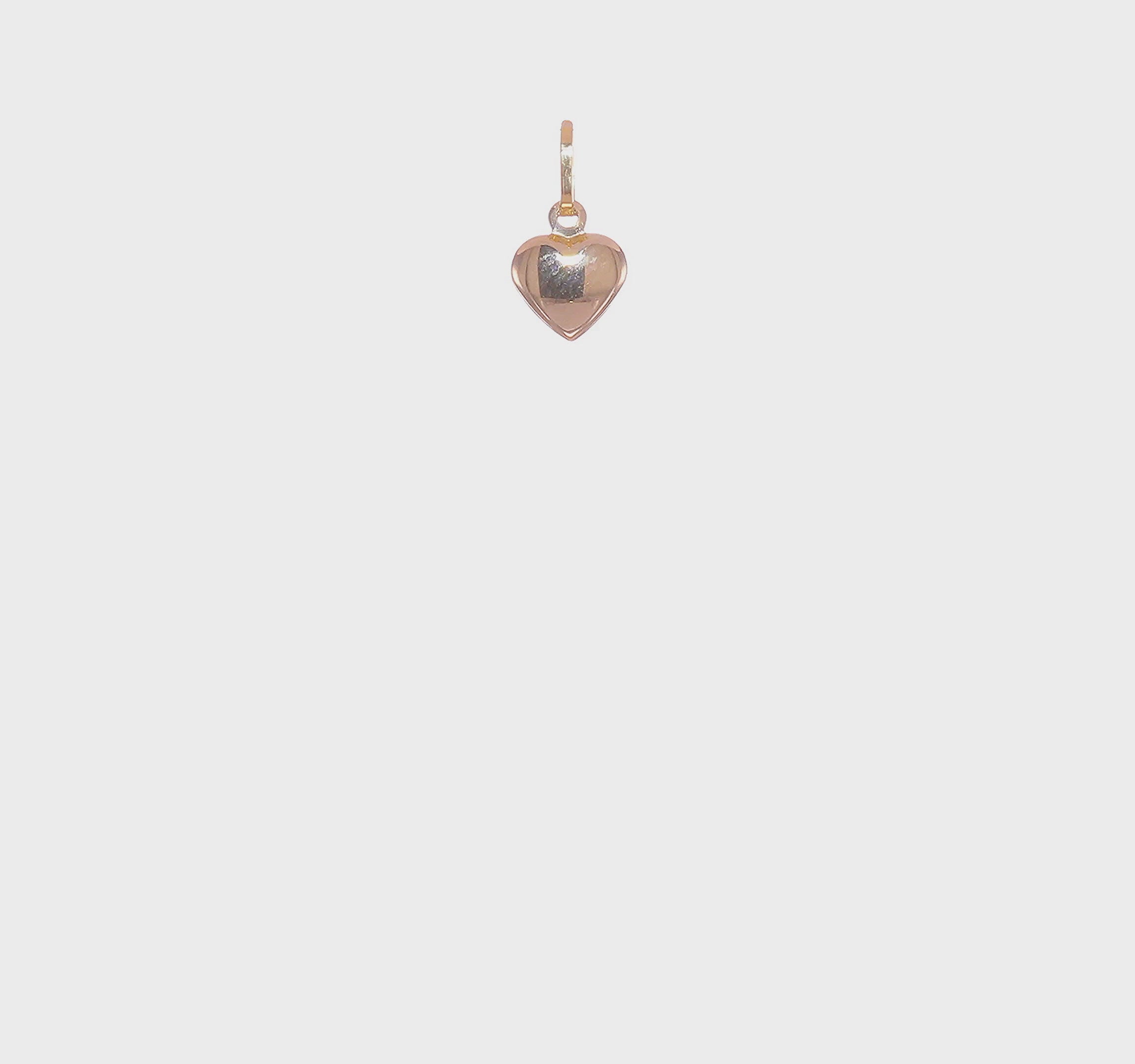 14K Real Gold Puffed Heart Charm Pendant, 11x6mm