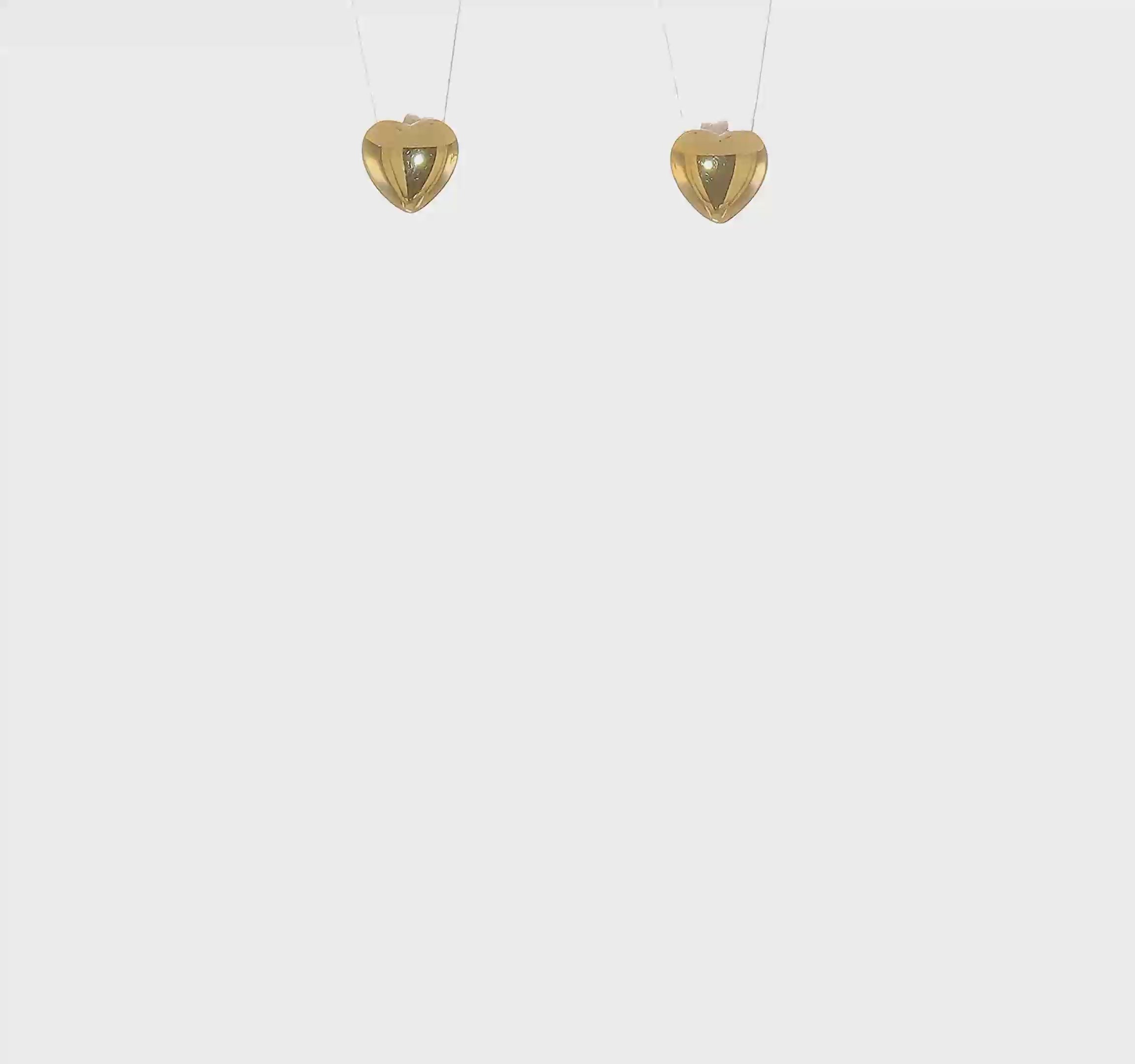 14K Real Gold Heart Shaped Post Stud Earrings, 6mm