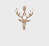 14k Yellow Gold Polished Deer Head Pendant, 23x18mm